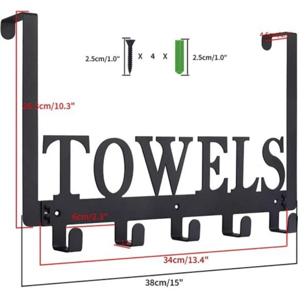Over The Door Hooks, Towel Holder for Bathroom Door Mount Towel Rack Towel Hook